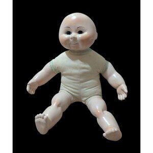 Vintage 16" Realistic Porcelain Baby Doll Pouty Face Character Newborn Cloth Bod